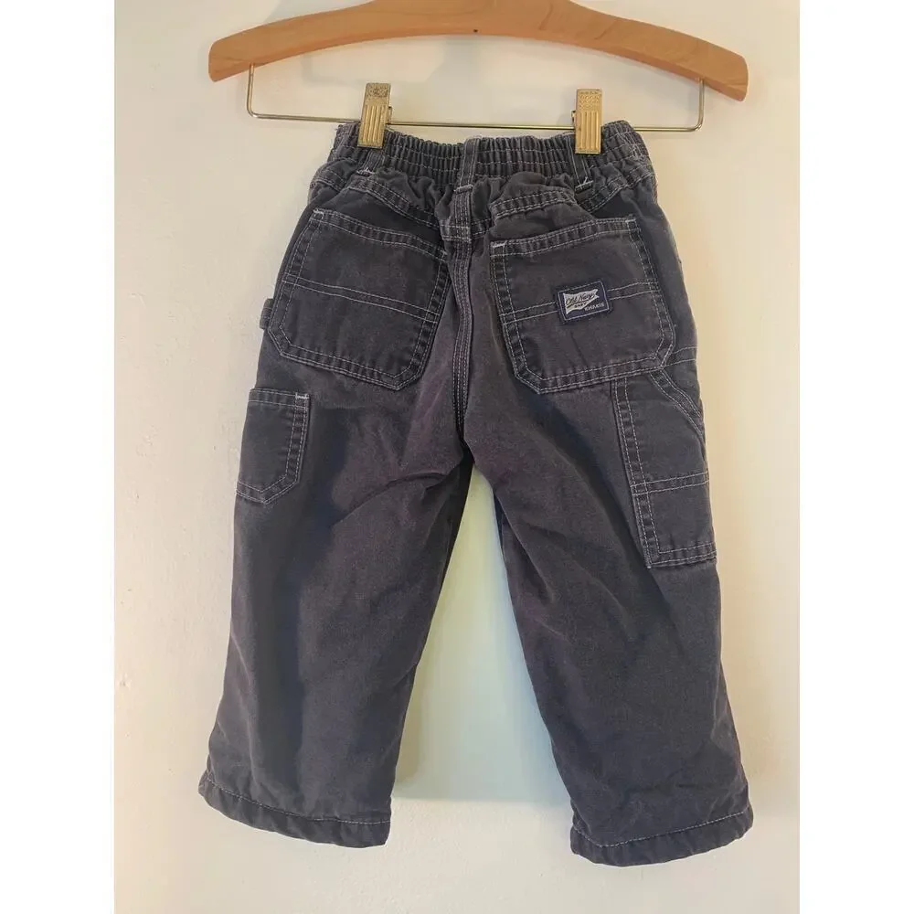 OLD NAVY Boy’s Carpenter Khaki Flannel Lined Pants / Size: 12-18 Months